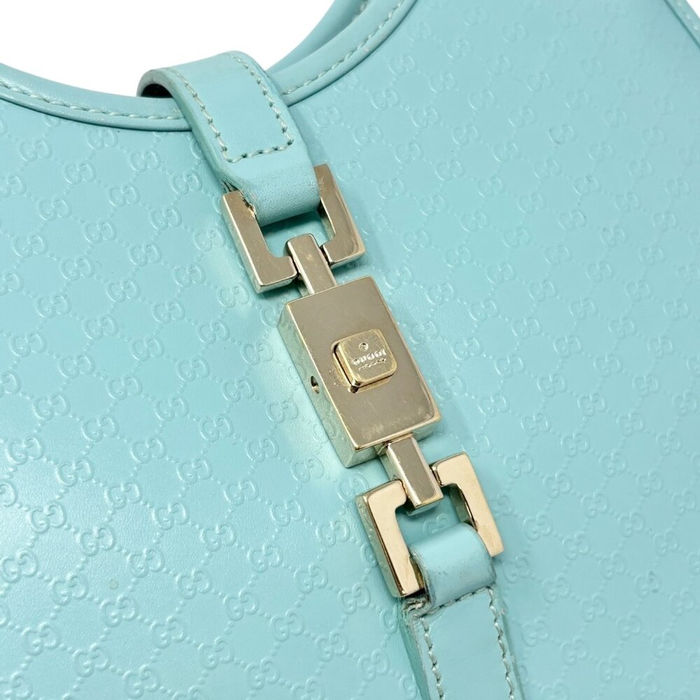 GUCCI Vintage Micro GG Monogram Logo Jackie Mini Tote Bag Mint Blue [105560] - Picture 9 of 14
